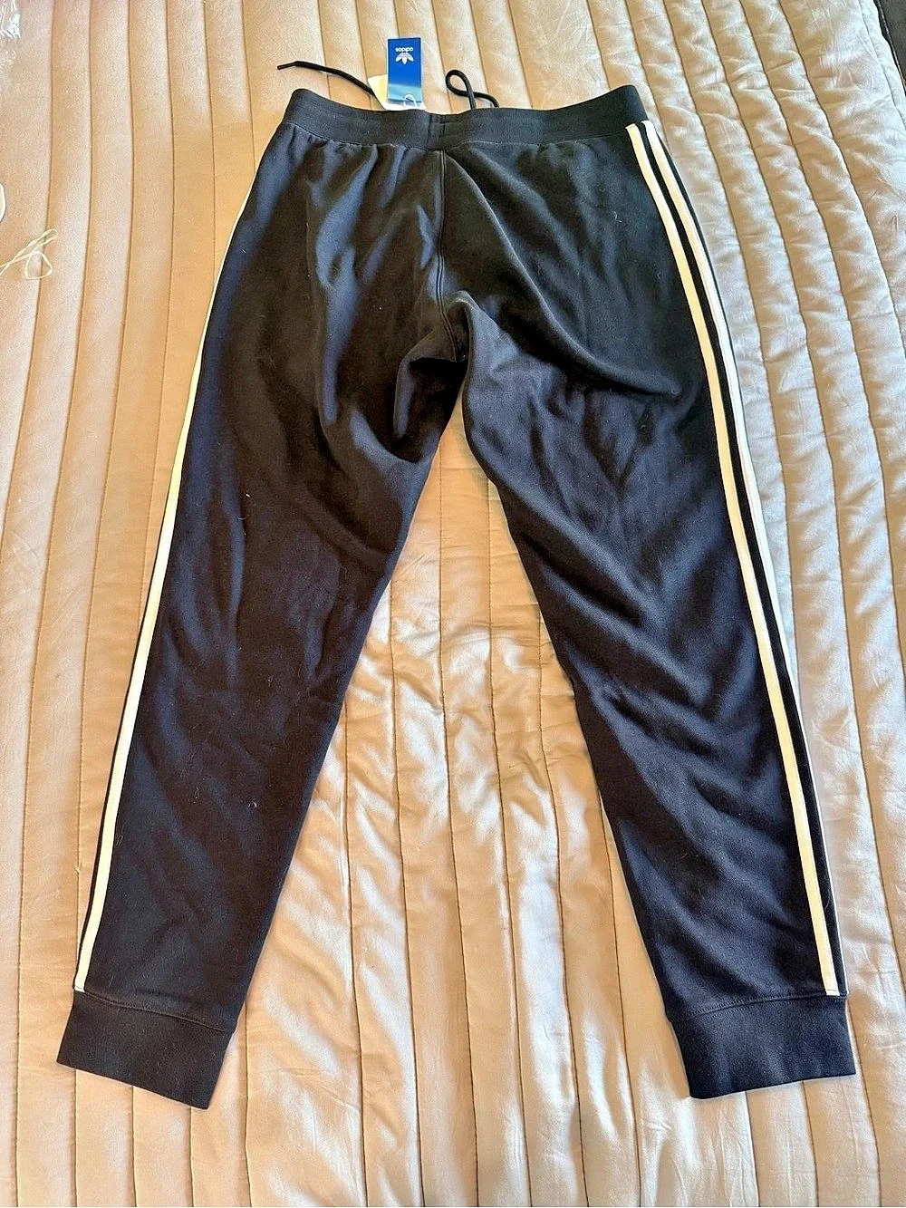 adidas Black & White Striped Joggers Size Large NWT